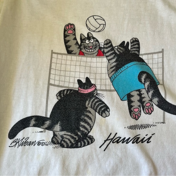 Vintage Crazy Shirts B Kliban Cats Volleyball T-Shirt XL Hawaii Edition - Picture 8 of 16